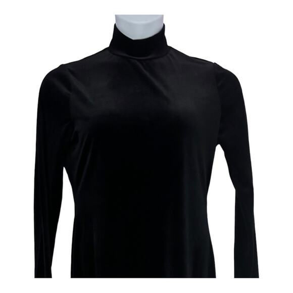 GB Black Velvet Stretch High Mock Neck Long Sleeve Holiday Cocktail Party Dress - Picture 10 of 16